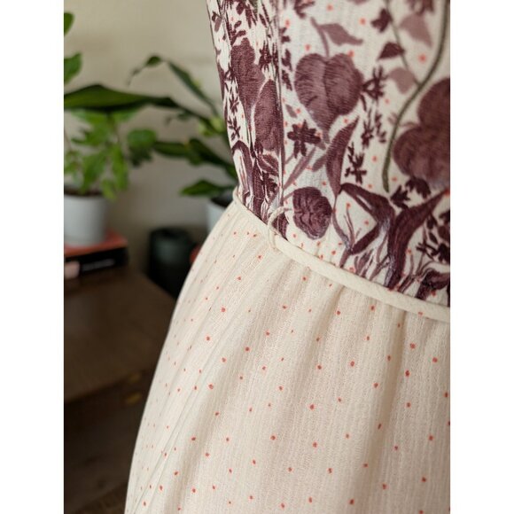 Mara J Jrs. Dress Vintage 70s Women's Cream Floral A Line Mod Size Small - Picture 7 of 10